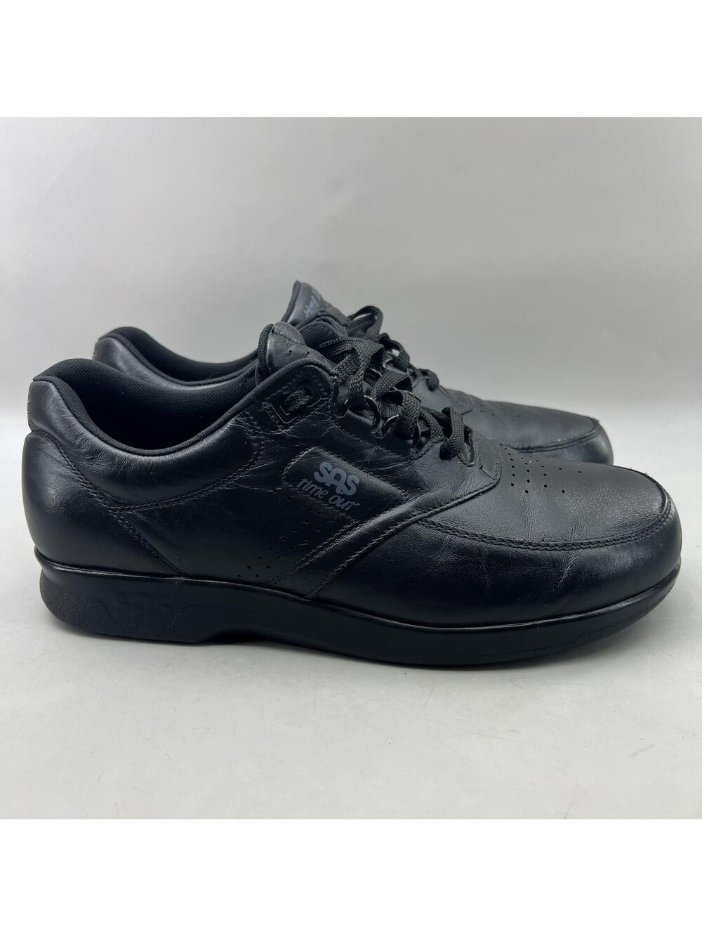 SAS Time Out Casual Walking Shoes Men Size 10 W Black Leather Comfort Sneakers